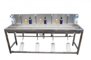 304食品級(jí)不銹鋼腳踏式洗手消毒雙水槽 GMP車間的衛(wèi)生守護(hù)者